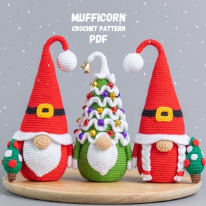 Christmas Crochet patterns bundle tree gnome and Santa gnomes, Crochet winter gnome pattern, Crochet Christmas ornaments pattern