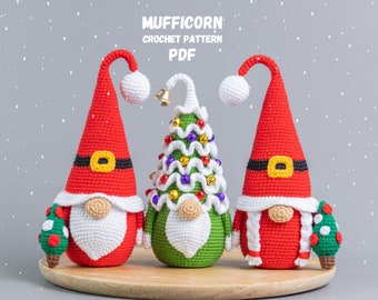 Christmas Crochet patterns bundle tree gnome and Santa gnomes, Crochet winter gnome pattern, Crochet Christmas ornaments pattern