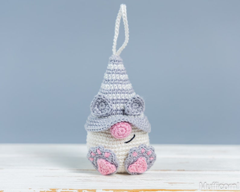 Modèle d'animaux au crochet, modèle de crochet de chat, modèle de porte-clés au crochet, gnome de chat de motifs au crochet, décor de porte-clés au crochet de chat Amigurumi image 7