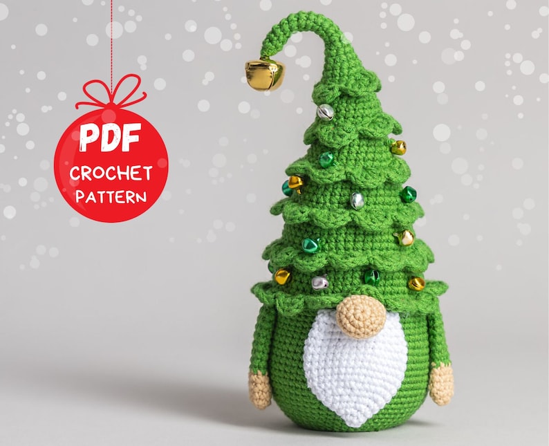 Crochet patterns Christmas tree gnome, Christmas amigurumi gnome pattern, Crochet winter gnome pattern, Christmas crochet gnome pattern image 3