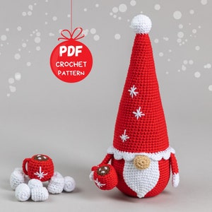 Crochet patterns gnome santa, Christmas amigurumi gnome pattern, Crochet winter gnome for holiday decor, Christmas crochet gnome pattern