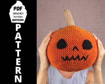 Halloween plush amigurumi pattern, Crochet pumpkin pattern, Halloween crochet pattern large pumpkin, Crochet pillow pattern easy Halloween