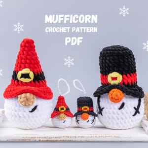 Crochet plush patterns bundle Christmas Snowman & Santa gnomes, Christmas crochet gnome pattern, Crochet holiday ornaments amigurumi pattern