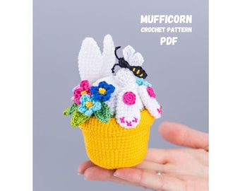 Crochet patterns Easter bunny in a pot of flowers, Crochet bunny amigurumi pattern, Crochet Easter decor pattern, Crochet animals pattern