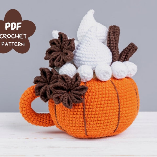 Crochet patterns Pumpkin spice latte cup, Crochet pumpkin pattern, Fall crochet pattern, Crochet decor pattern with anise and cinnamon