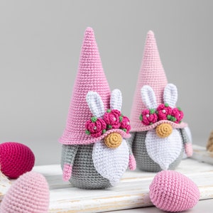 Crochet patterns Easter bunny and crochet egg pattern, Crochet gnome amigurumi pattern, Crochet Easter gnomes patterns, Crochet Easter decor image 3