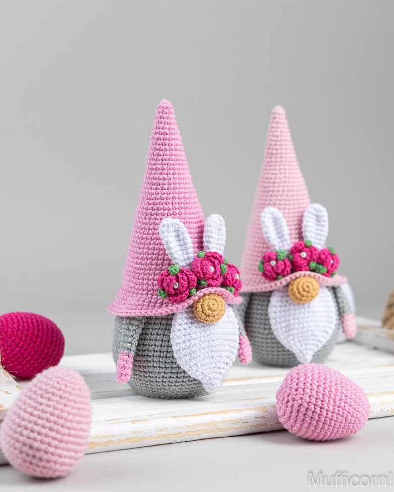 Crochet patterns Easter bunny and crochet egg pattern, Crochet gnome amigurumi pattern, Crochet Easter gnomes patterns, Crochet Easter decor image 3