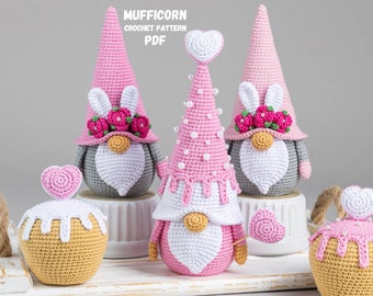 Crochet patterns bundle Easter bunny and crochet Heart gnome pattern, Crochet bunny gnome amigurumi pattern, Crochet Easter gnomes patterns