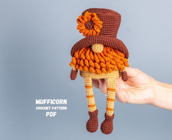 Crochet patterns Gnome with sunflower, Fall Crochet pattern, Thanksgiving Gnome amigurumi pattern, Crochet gnome pattern and crochet flowers