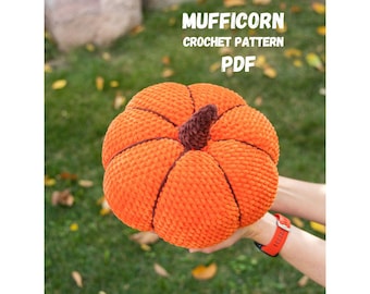 Crochet Plush Pumpkin Pattern by Mufficorn, Fall Halloween Decor (PDF Pattern)