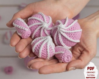 Meringue au crochet et motif amigurumi guimauve, motif alimentaire Amigurumi pour la décoration de la cuisine, motif alimentaire au crochet pour les enfants faire semblant de jouer ensemble