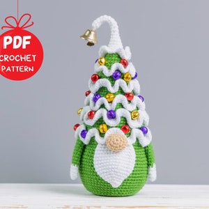 Crochet patterns Christmas tree gnome with Christmas ornements, Christmas amigurumi gnome pattern, Christmas crochet gnome pattern image 3