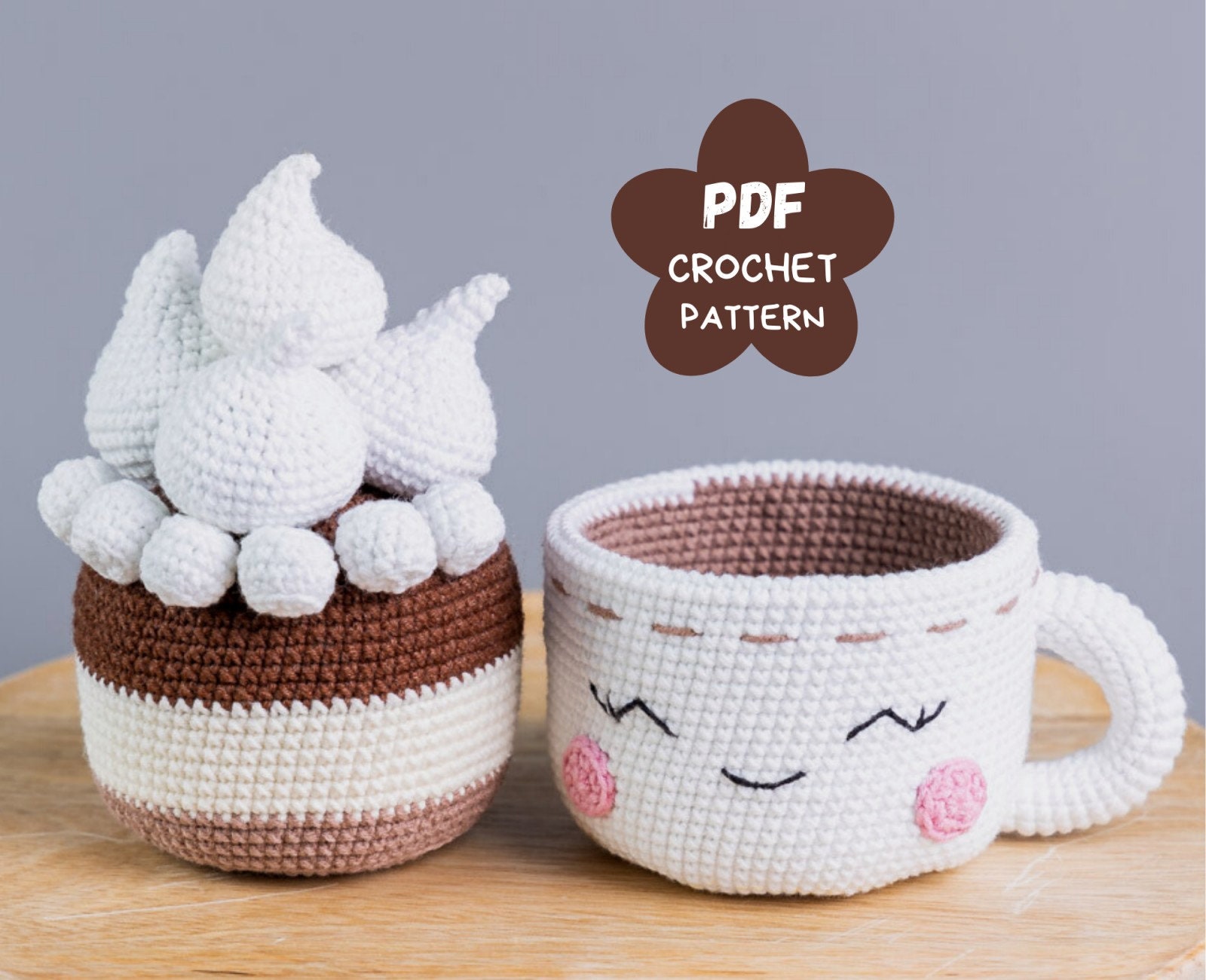 Crochet Pattern Mug of Hot Chocolate, Crochet Play Food Drink
