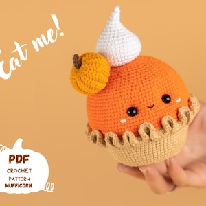 Crochet pattern pupmkin pie, Amigurumi pattern pumpkin, Crochet play food pattern, Fall crochet patterns, Amigurumi food pattern