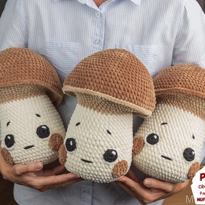 Crochet patterns Mushroom plush, Mushroom crochet plush pattern, Mushroom plushie amigurumi pattern, Kawaii amigurumi plush mushroom