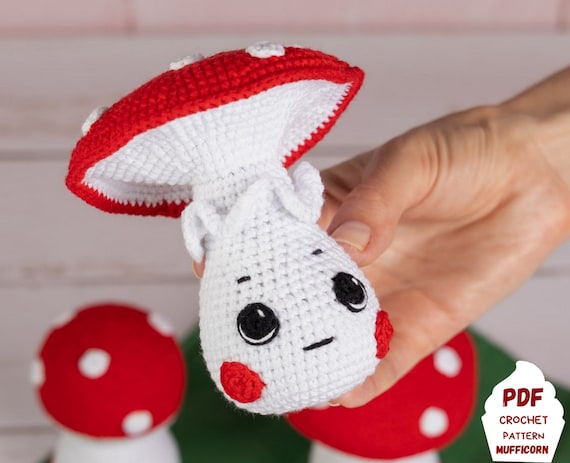 Kawaii amigurumi mushroom pattern gift for boy, Crochet mushroom toy for kid pretend play, Crochet play food pattern, Amigurumi food pattern