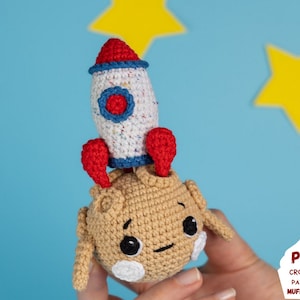 Crochet pattern BUNDLE: Rocket and Moon toys for kid pretend play, Crochet pattern amigurumi spaceship, Crochet space birthday decor