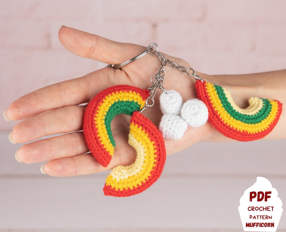 Crochet Keychain Pattern With Rainbows, Crochet Keyring Pattern for