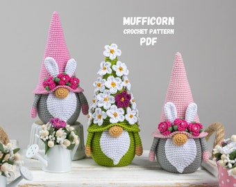 Crochet patterns bundle Easter bunny gnome & crochet Flower gnome pattern, Crochet bunny amigurumi pattern, Crochet Easter gnome pattern