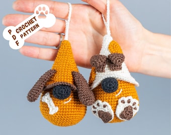 Crochet patterns dog gnomes, Crochet animals pattern, Crochet keychains pattern, Crochet gnome keychain pattern, Crochet dog mom gift