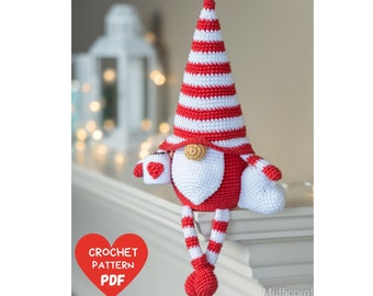 Crochet patterns gnome with crochet heart, Crochet gnome amigurumi pattern, Crochet Valentines day gnome pattern,  Crochet gnome with cup