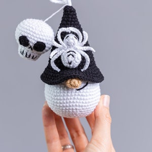 Halloween crochet keychain patterns bundle, Crochet pumpkin gnome, Crochet skull pattern, Crochet witch gnome, Crochet Halloween decor image 9