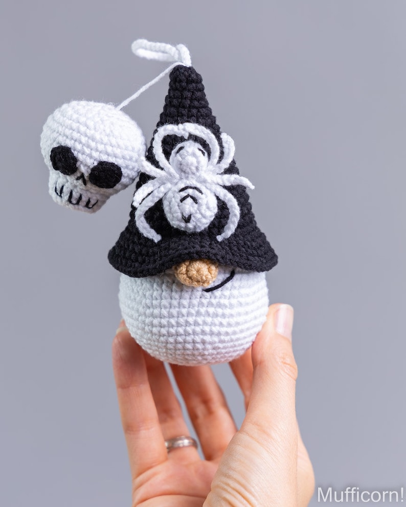 Halloween crochet keychain patterns bundle, Crochet pumpkin gnome, Crochet skull pattern, Crochet witch gnome, Crochet Halloween decor image 9