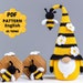 Crochet patterns Gnome with Bee, Crochet bee pattern, Gnome amigurumi pattern, Crochet gnome pattern with crochet flowers 