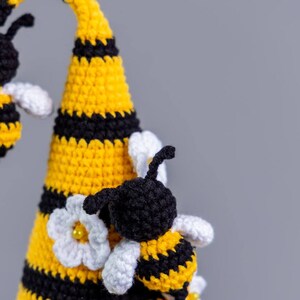 Crochet patterns bundle Gnome with Bee and pot of honey, Crochet bee pattern, Gnome amigurumi pattern, Crochet gnome with crochet flowers image 7