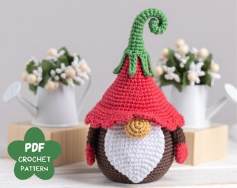 Crochet patterns Flower Gnome Petunia, Mother's day crochet pattern, Crochet Birthday gnome amigurumi pattern, Crochet gnome decoration