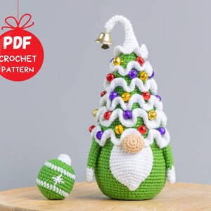 Crochet patterns Christmas tree gnome with Christmas ornements, Christmas amigurumi gnome pattern, Christmas crochet gnome pattern image 9