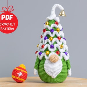 Crochet patterns Christmas tree gnome with Christmas ornements, Christmas amigurumi gnome pattern, Christmas crochet gnome pattern image 8