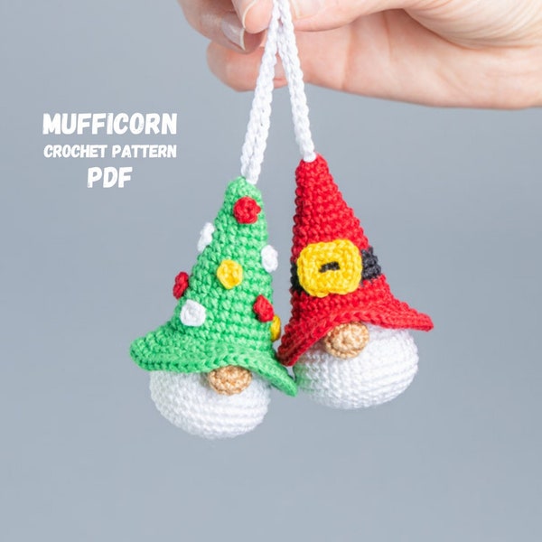 Crochet patterns Christmas gnome keychains, Crochet Christmas ornaments, Crochet keychain santa pattern, Christmas crochet amigurumi pattern