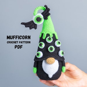 Crochet pattern Halloween gnome with eyes, Creepy cute Halloween Gnome crochet pattern, Halloween crochet monster pattern, Crochet decor