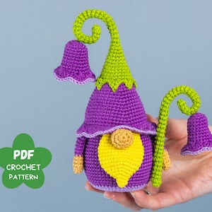Crochet patterns Mothers day gnome, Crochet Flower Gnome pattern, Birthday crochet gnome amigurumi pattern, Garden gnome crochet pattern