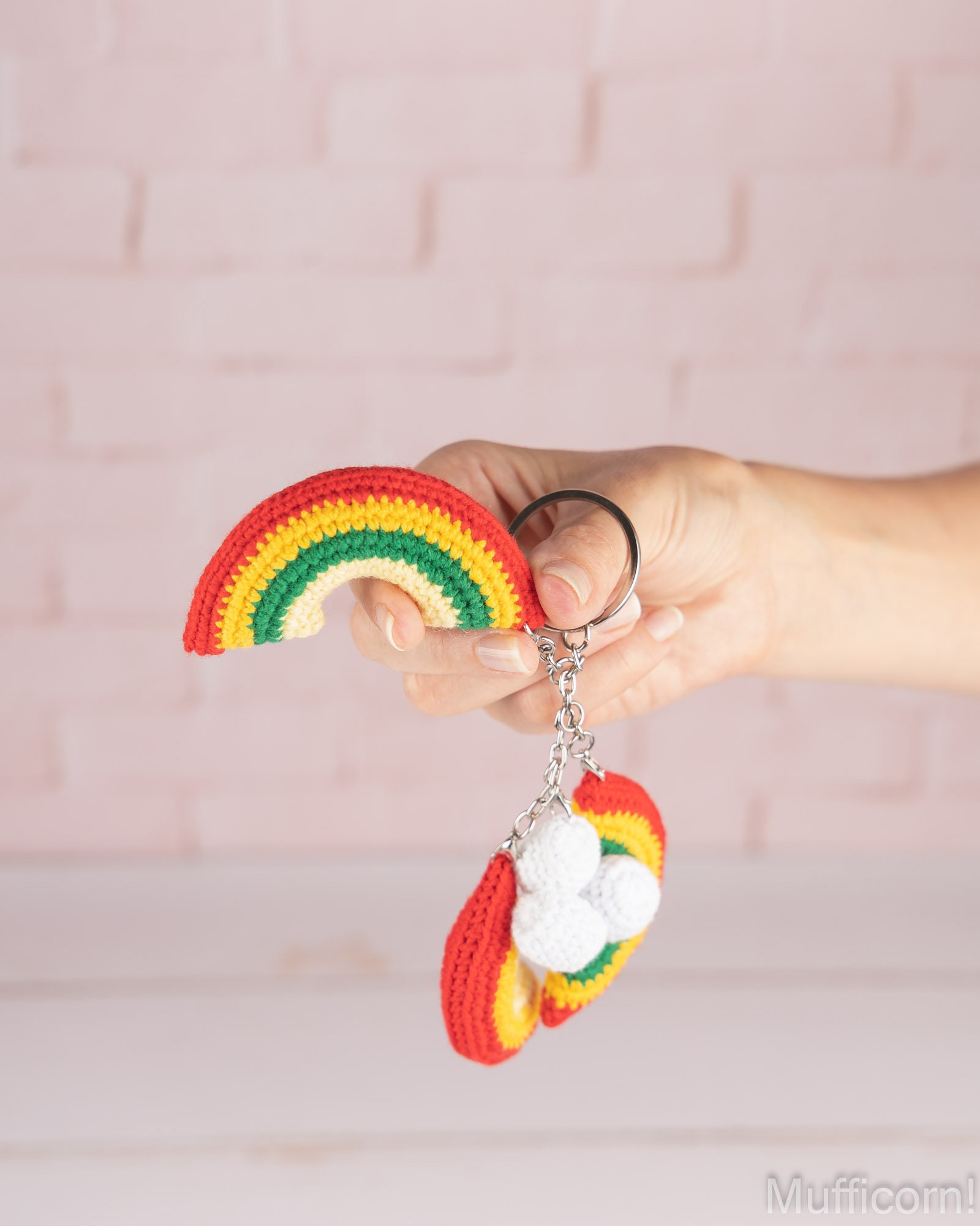 Crochet Keychain Pattern With Rainbows Crochet Keyring Etsy