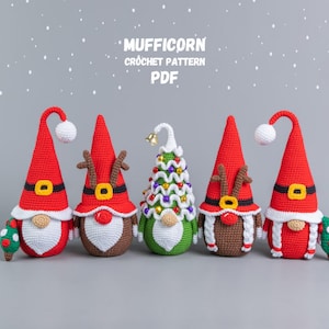 Christmas Crochet patterns Christmas tree gnome, Reindeer Gnome and Santa gnome, Crochet Christmas ornaments pattern, Crochet winter pattern
