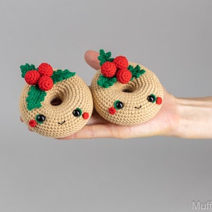 Crochet pattern Christmas donut, Christmas amigurumi food pattern, Crochet Christmas ornaments pattern, Crochet food pattern, Crochet decor image 5