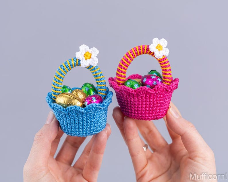 Tiny Crochet Easter Basket Pattern – Mini Treat Basket, Easy Beginner ...