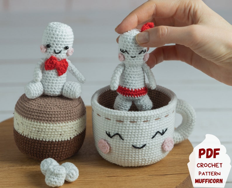 Crochet play food pattern: crochet mug and kawaii marshmallow crochet food pattern, Kawaii amigurumi food pattern, Cute amigurumi pattern image 9