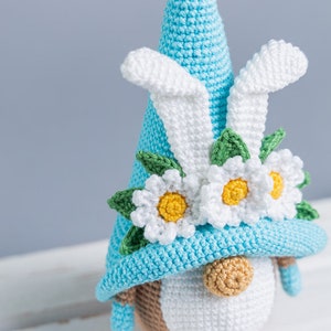 Crochet patterns Easter bunny with crochet flowers, Crochet bunny amigurumi pattern, Crochet Easter gnomes patterns, Crochet Easter gift image 5