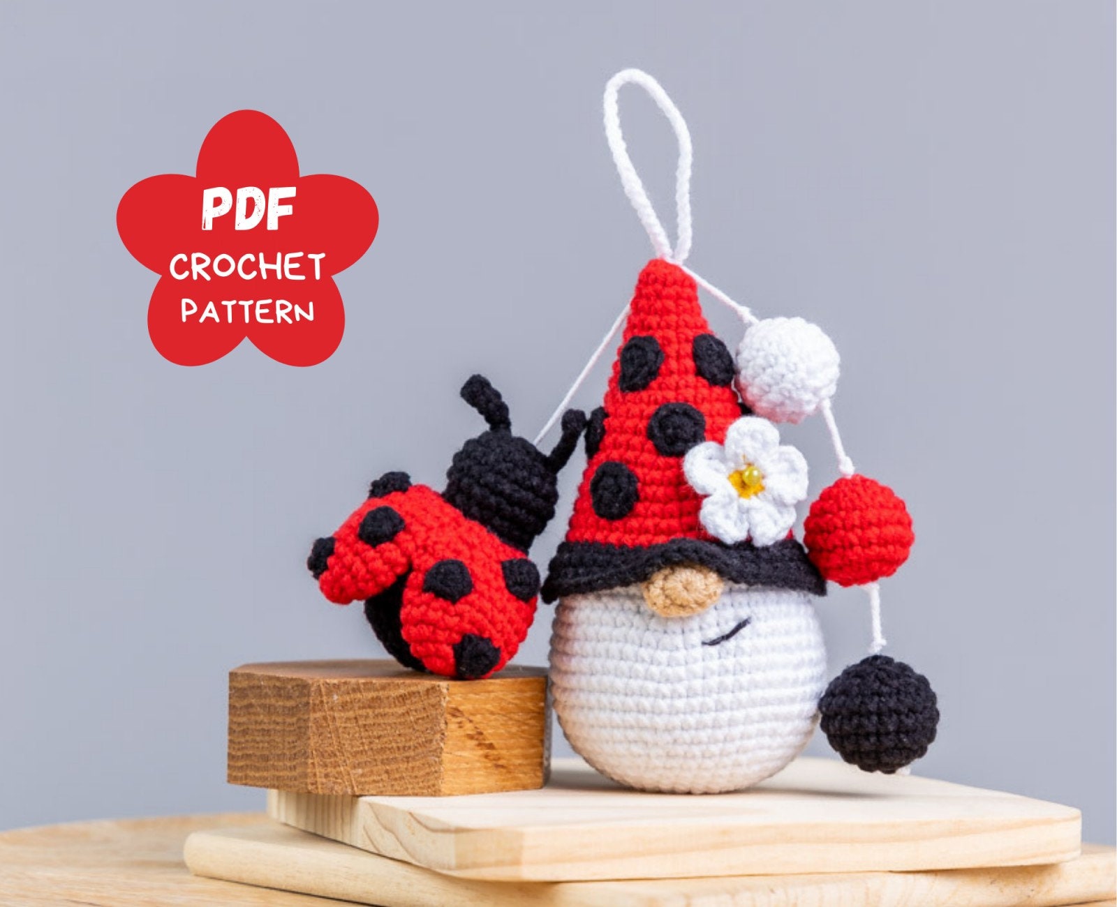 Crochet Ladybug Keychain Pattern Crochet Patterns Gnome and Etsy