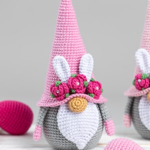 Crochet patterns Easter bunny and crochet egg pattern, Crochet gnome amigurumi pattern, Crochet Easter gnomes patterns, Crochet Easter decor image 5