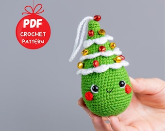 Christmas tree ornament Crochet pattern, Amigurui crochet pattern, Crochet Christmas keychain pattern, Christmas tree amigurumi pattern