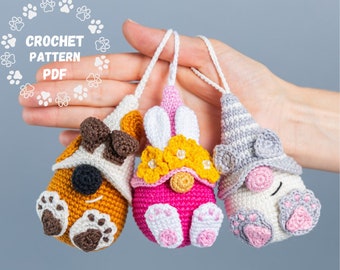 Crochet animals patterns, Crochet keychains dog, cat and bunny, Crochet gnomes patterns, Crochet dog mom gift, Amigurumi patterns animals