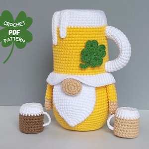 Crochet patterns Beer Leprechaun gnome, St Patricks day crochet gnomes amigurumi patterns, Fathers day crochet gift pattern image 6