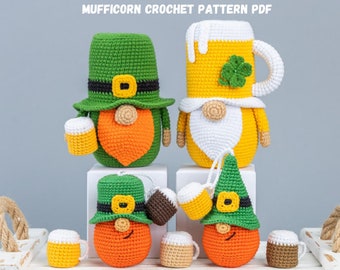 Nains irlandais au crochet, St Patricks day, gnomes au crochet, Amigurumi, Bière au crochet, Cadeau pour la fête des pères