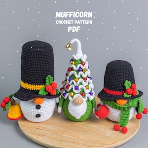 Christmas crochet patterns bundle Snowman gnomes and Christmas tree gnome, Christmascrochet ornaments pattern, Crochet gnomes patterns