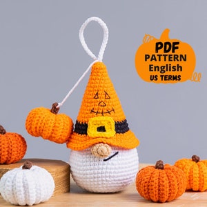 Crochet Halloween keychain pattern, Crochet pumpkin pattern, Halloween gnome crochet pattern, Halloween amigurumi crochet pattern