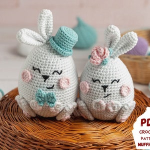 Crochet patterns Easter bunnies, Amigurumi bunny pattern, Crochet rabbit pattern, Easter amigurumi pattern bunny couple image 1